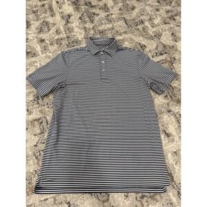 Vineyard Vines Mens Performance Striped Polo Shirt Navy Blue White Large Golf